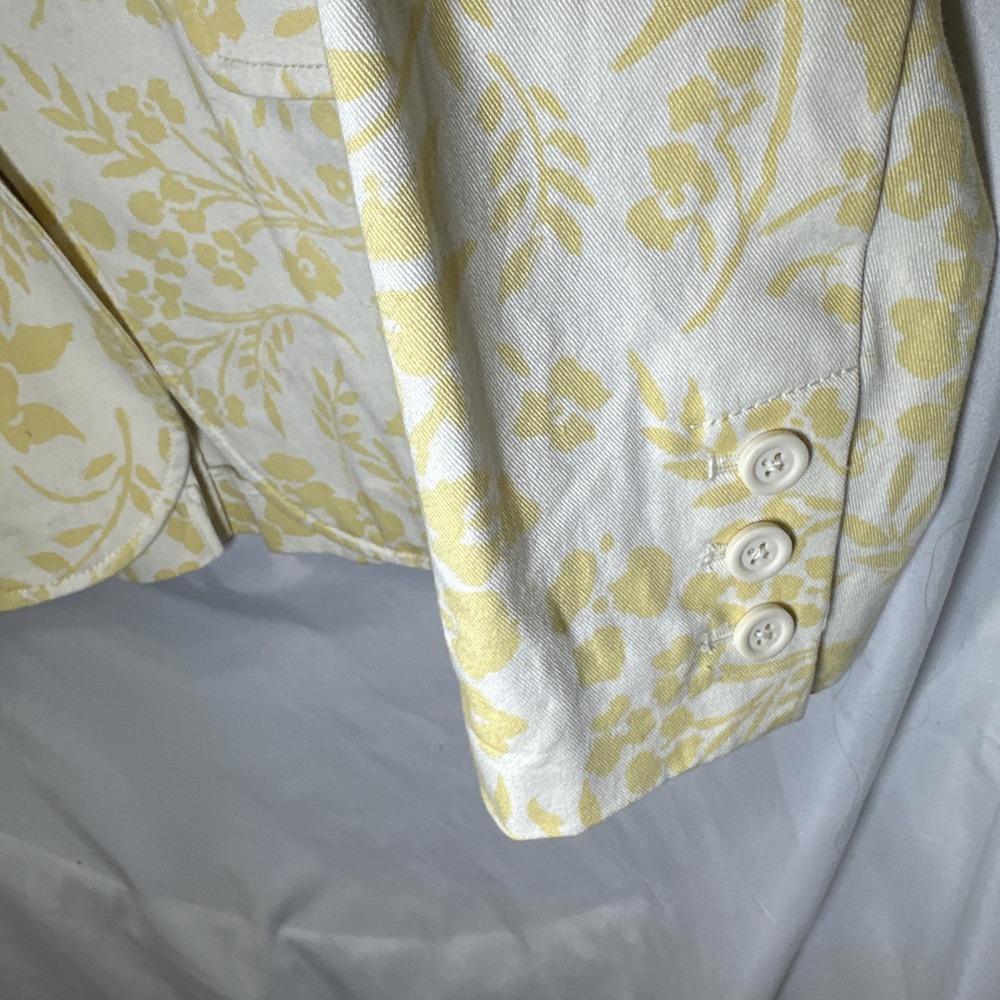 J. Crew Yellow/White Floral Cotton Blazer Sz 6 - Picture 3 of 7